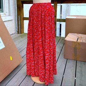 Cactus Flower Floral Print Maxi Skirt